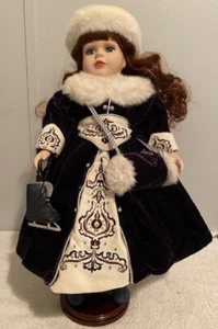 Vintage Porcelain Ice Skater Doll w/ ice skates and hand muff - Brass Key Corp. - Picture 1 of 6