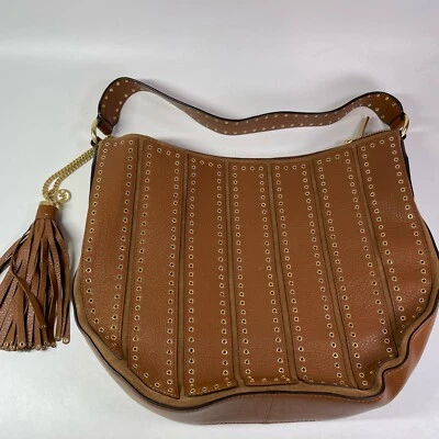 Michael Kors Brooklyn Ojal Convertible Hobo Caramelo y Cuero Dorado Foto 1 de 4