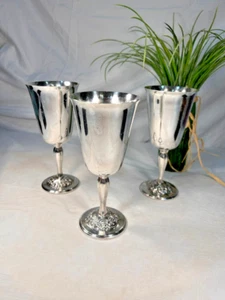 Gorham Silver Plate E⚓️P YC100 Goblet No Monogram Silver 6 5/8” Set of 3 - Picture 1 of 4