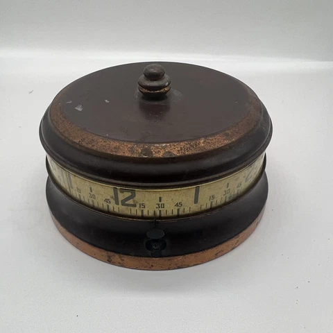 *Antique 1930s Lux Rotary Mystery Tape Measure Brown & Gold Desk Clock* Cover
