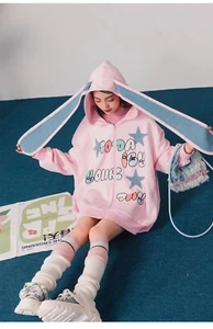 KEIKO Cute Oversize Hoodie With Long Rabbit Ear Long Sleeve - Picture 1 of 4