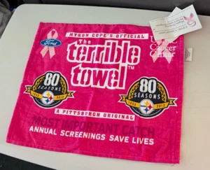 Pittsburgh Steelers "Terrible Towel' 80th season pink Breast Cancer Towel NWT - Picture 1 of 4