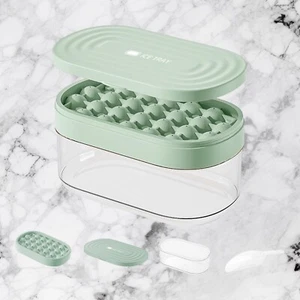 2 Silicone Ice Cube Trays with Lid and 1 Bin and Scoop - Picture 1 of 8