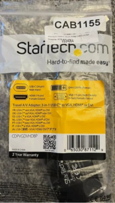 Startech Travel A/V adapter: 3 in 1 USB-C to VGA, HDMI or DVI (P/N cdpvgdvhdbp) - Image 1 of 4