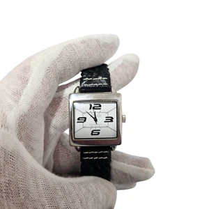 Orologio Ecclissi Argento Sterling Donna Quadrato Cinturino Pelle Nero Nuovo Bat - Foto 1 di 8