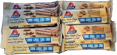 10 Atkins Protein Wafer Crisps Bars Peanut Butter Chocolate Creme Keto Friendly • 19.76€