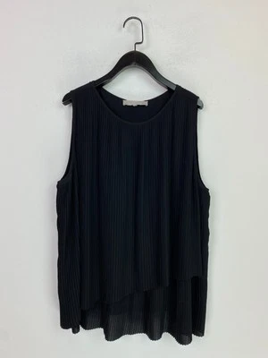 Fenn Wright Manson Black Pleated Sleeveless Blouse Round Neck UK 18 - Image 1 of 4