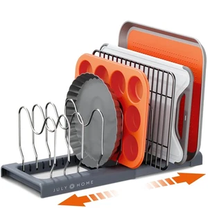 Expandable Pot and Pan Organizer Rack for Cabinet, Pot Lid Organizer Holder w... - Picture 1 of 8