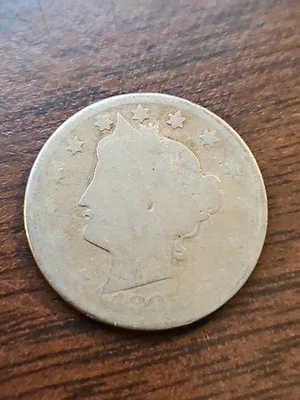 1885 Liberty V Nickel 5c Key Date Coin Weak Date Well Circulated  - Image 1 of 4