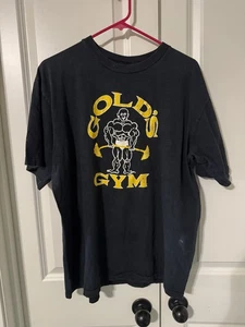 1980s Gold Gym T Shirt L 21.5x28 Paint Stain Rainbow Tag - Picture 1 of 6