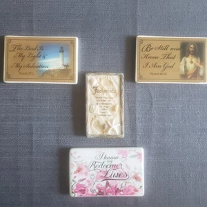 Refrigerator Magnets Lot 4 Religious Footprints Psalm 46:10  Psalm 27:1 - Picture 1 of 2
