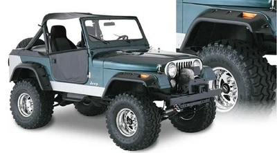 Bushwacker Front Rear Cut-Out Matte Black Fender Flares for 56-86 Jeep CJ Willys - Image 1 of 4