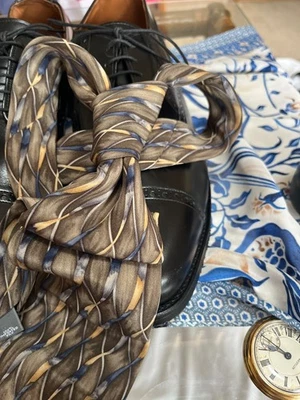 New Cambridge Classics Tie Silk Abstract Design Brown Beige Blue - Image 1 of 4