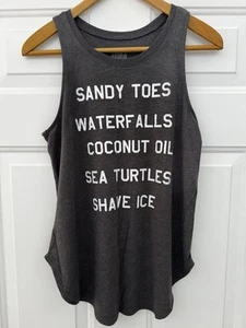 "Sandy Toes, Waterfalls...Shave Ice" Gray Hawaii Women's Tank Top - Size XL - Picture 1 of 3