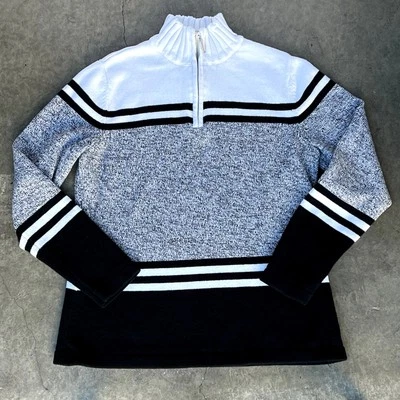 Karen Scott Womens Sweater Cotton Size S 1/4 Zip Preppy Classic Varsity Coastal - Image 1 of 4