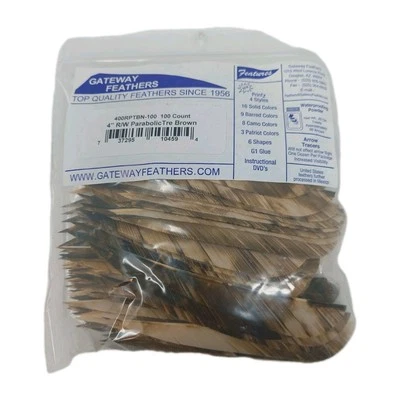 100 Pack Gateway Feathers 4" Right Wing: Parabolic Camo Tre Brown 400RPTBN-100 - Image 1 of 3