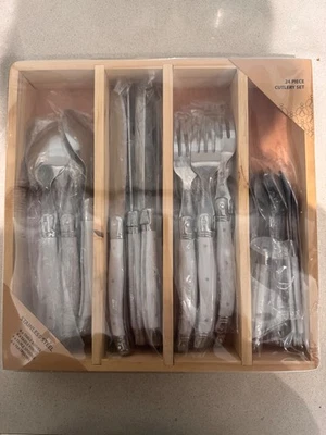 Lou Laguiole 24 Piece Cutlery Set (White) NEW - Image 1 of 2