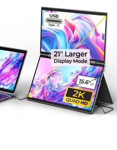 Portable Dual Monitors 15.6” 2K Dual Screen Monitor for Laptop(Win/Linux),... - Picture 1 of 8