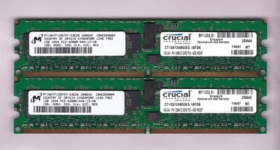 2GB 2x1GB PC2-4200R DDR2-533 CT12872AB53ES.18FD6 CRUCIAL MICRON ECC REG Ram Kit - Image 1 of 2