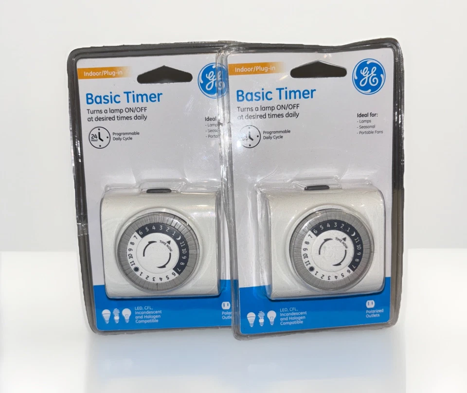 2x New GE Indoor Plug-In 24 Hour Programmable Basic Timer 15119 - Image 1 of 1