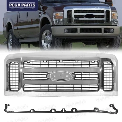 Bumper Grille Grill Chrome For 2008-2010 Ford F250 F350 F450 F550 Super Duty SD - Image 1 of 4