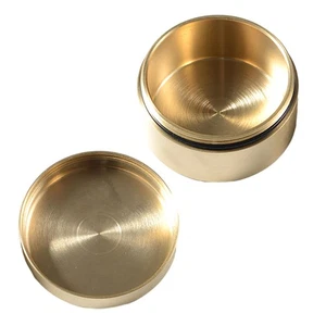 Pure Brass Box Round Shape Waterproof Empty Dustproof Jewelry Box Pocket Size - Picture 1 of 4