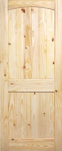 2 PANEL ARCH TOP V-GROOVE KNOTTY PINE STAIN GRADE SOLID CORE INTERIOR WOOD DOORS - Picture 1 of 6