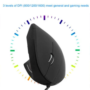 Wired Left Hand Mouse Vertical Ergonomic 800/1200/1600DPI USB Optical For Wi Fit - Picture 1 of 23