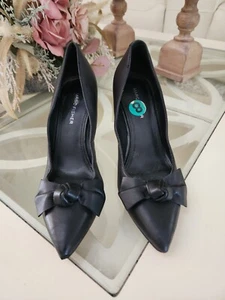 Marc Fisher Women's Black Leather Pumps Beautiful Boa Heel Shoes Size 8 - Picture 1 of 8