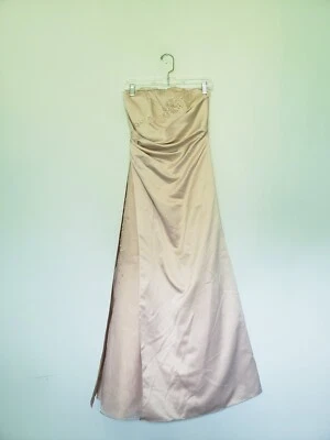 Vestido formal David's Bridal para mujer 4 beige sin tirantes floral dama de honor F12385 Foto 1 de 4