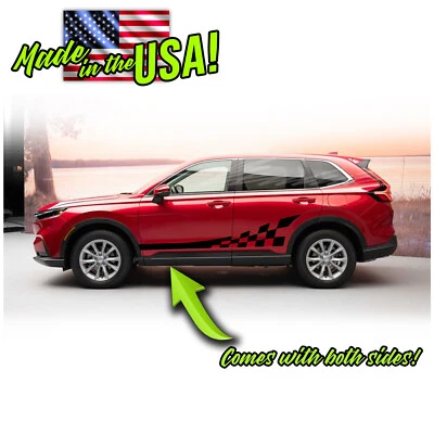 Puerta lateral bandera a cuadros rayas de carreras gráficos para Honda CRV 2023 en adelante Foto 1 de 2