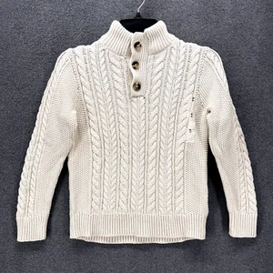 GAP Sweater Kids Medium 8 Beige Chunky Knit High fleece Neck long sleeves - Picture 1 of 14