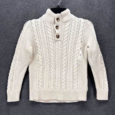 GAP Suéter Niños Mediano 8 Beige Grueso Tejido Alto Polar Cuello Mangas Largas Foto 1 de 4