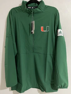 Miami Hurricanes adidas Sideline Game Mode Quarter-Zip Jacket - Green Men’s Sz L - Picture 1 of 3