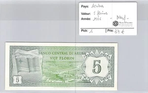 BILLET ARUBA - 5 FLORINS 1986 - NEUF ! - Picture 1 of 2