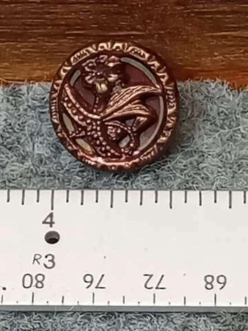 antique victorian brass Button Floral Pattern Steel Shank Beautiful Color Cover