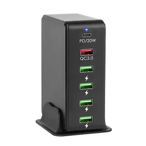 65W QC3.0 PD 20W Type-C 4-Port USB Wall Charger Holder For iPhone iPad Tablet PC - Picture 1 of 12