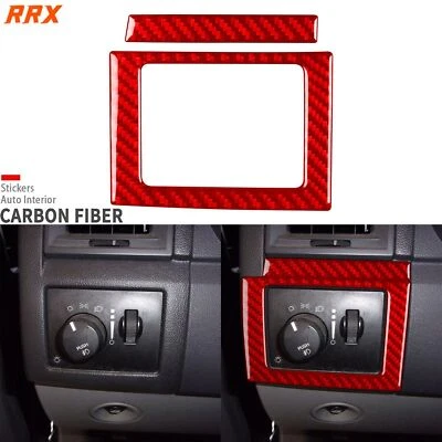 Marco de panel de interruptor de faros de fibra de carbono rojo para Dodge Magnum Charger 2008-2010 Foto 1 de 4