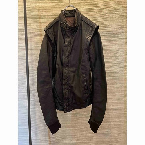 RICK OWENS Giacca di pelle a strati giacca blouson pelle archivio anni 00 GIAPPONE