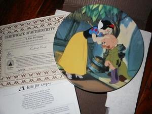 Snow White & The 7 Dwarfs "A Kiss For Dopey" Knowles Collector Plate COA - Picture 1 of 5
