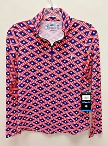 Ladies & Youth Ibkul Americana LS Mock Collar 1/4 Zip Logo Golf Shirt - NWT - Picture 1 of 20