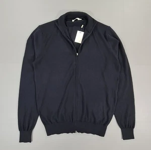 Suitsupply Mens Cardigan Navy Blue Medium Full Zip 100% Merino Wool Knitted - Picture 1 of 8