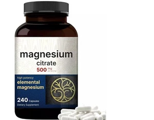 Magnesium Citrate 500mg 240Caps Elemental Magnesium - Picture 1 of 2