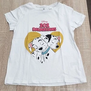 H&M Disney Girls 101 Dalmatians Heart Striped T-shirt Size 6x/7 - Picture 1 of 5