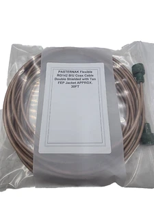 PASTERNACK Flexible RG142 B/U 30FT -Coax Cable Double Shielded w/ Tan FEP Jacket - Picture 1 of 5