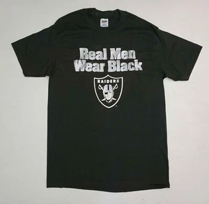 Vtg Los Angeles LA Raiders Real Men Wear Black Single Stitch USA T Shirt M NOS - Picture 1 of 4