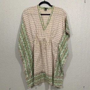 Lucky Brand Boho Festivalal Caftan Style 100% Cotton Blousee Tie Around One Size - Picture 1 of 10