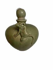 Sage Green Glazed Art pottery Ceramic Mouse Bottle With Matching Lid