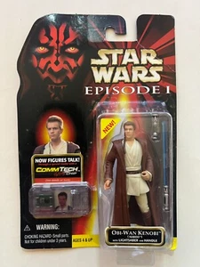 Star Wars Episode 1 OBI-WAN KENOBI (Naboo) w/Lightsaber, Handle & CommTech Chip - Picture 1 of 4