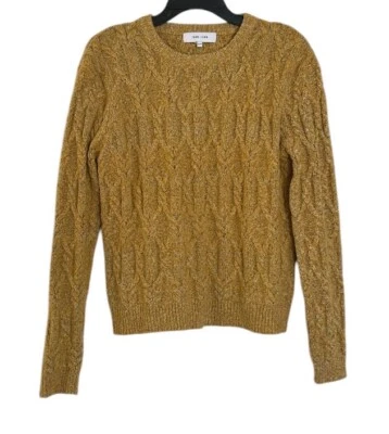 Suéter John + Jen Revolve Dorado Mostaza Cuello Redondo Tejido con Cable Talla XS Foto 1 de 4
